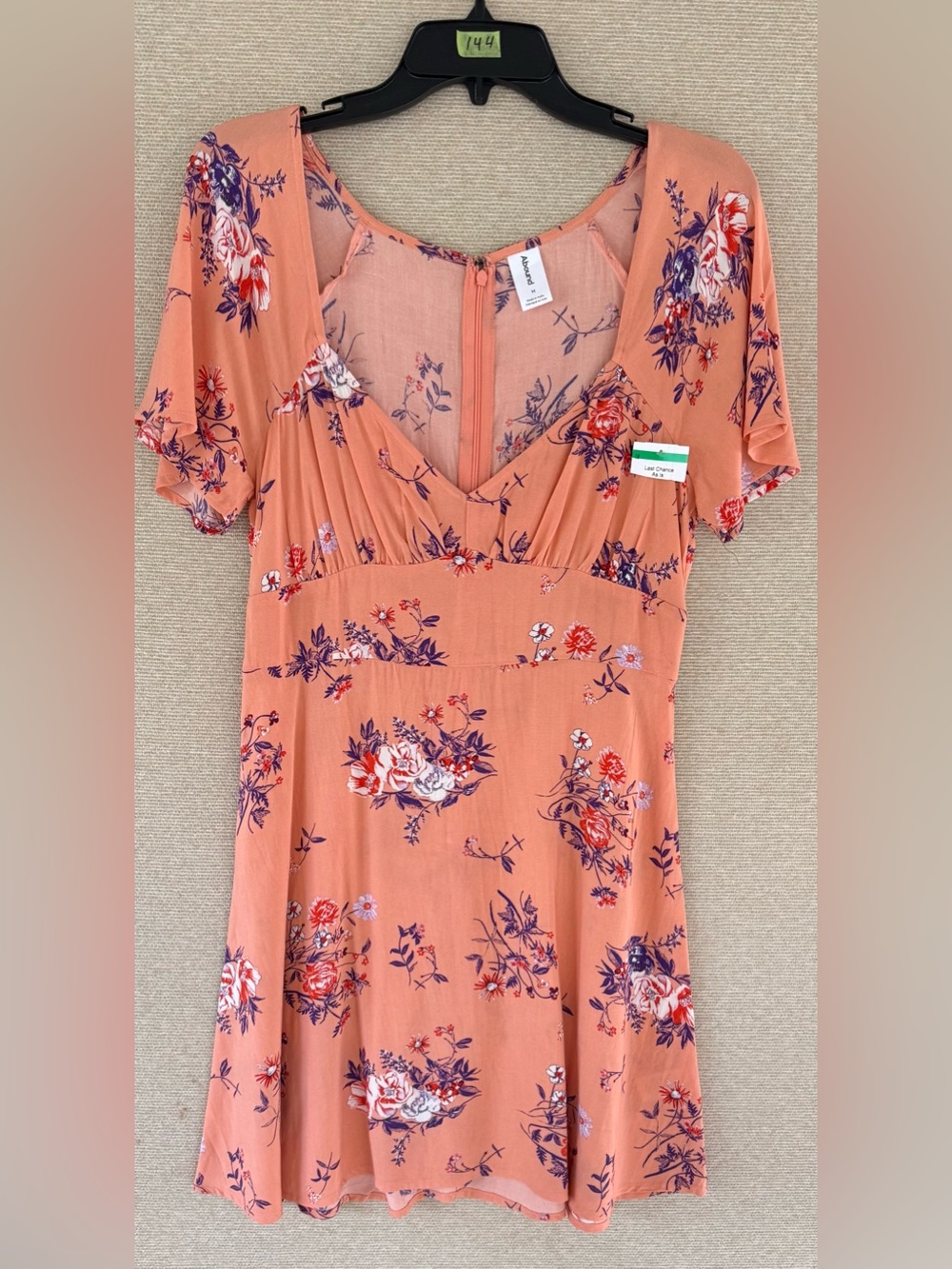 Abound Peach Floral V-Neck Short Sleeve Dress